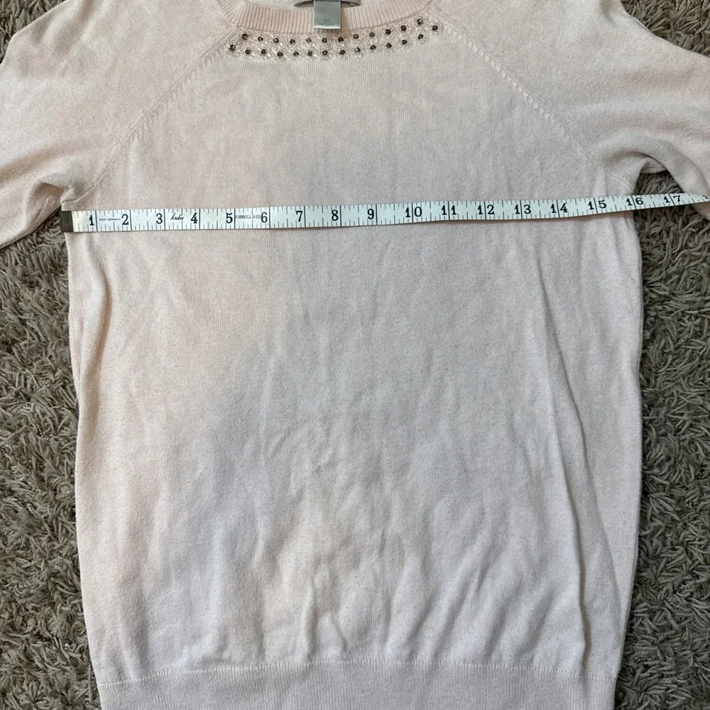 Ann Taylor Loft Sweater Beaded Neckline Pink Women's Size XS - Picture 6 of 7